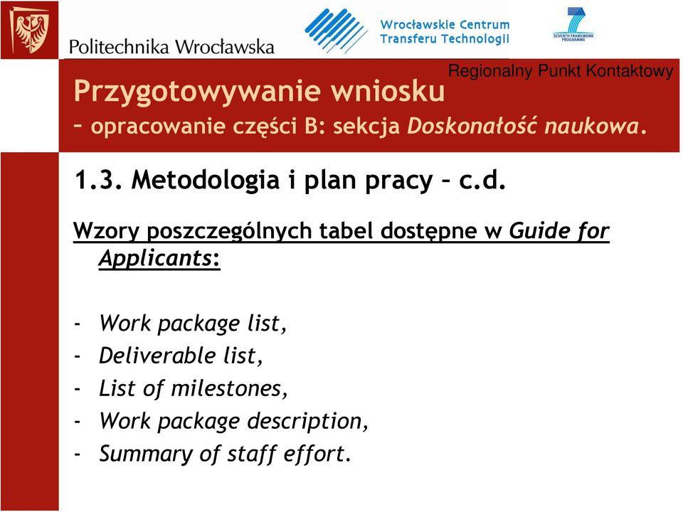 Wzory poszczególnych tabel dostępne w Guide for