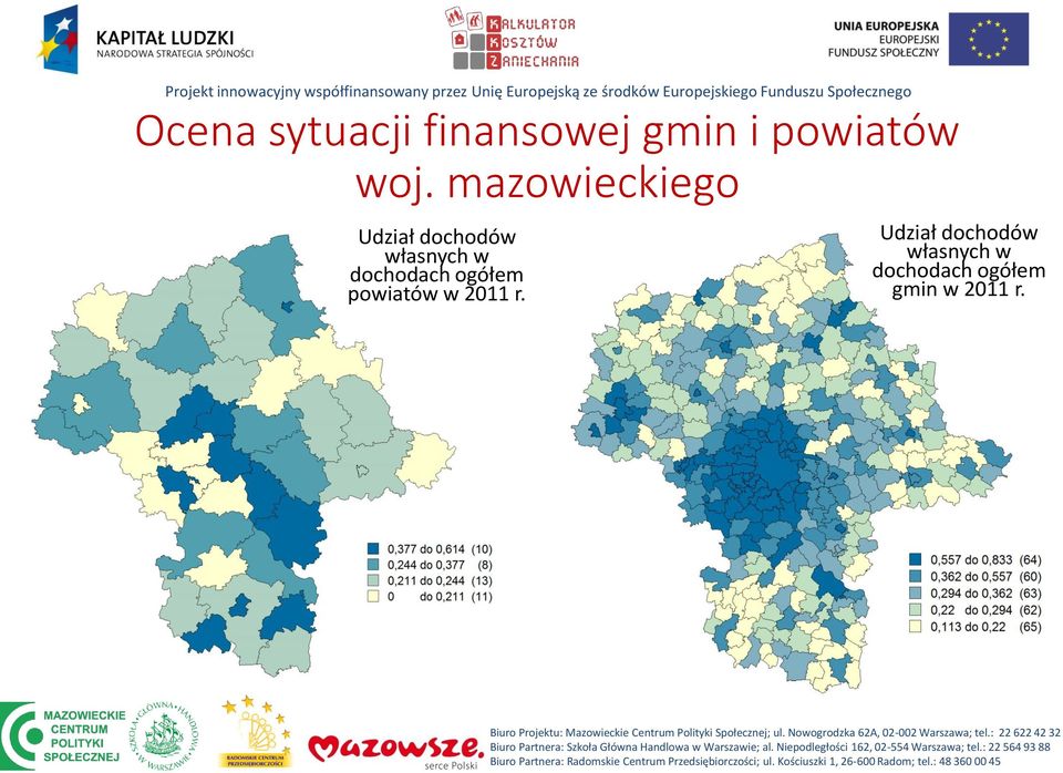 dochodach ogółem powiatów w 2011 r.