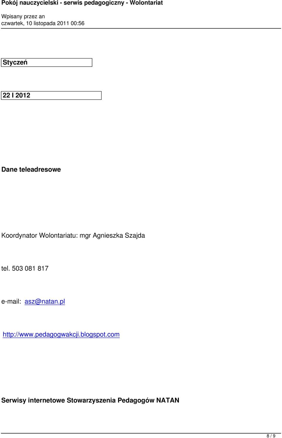 503 081 817 e-mail: asz@natan.pl http://www.