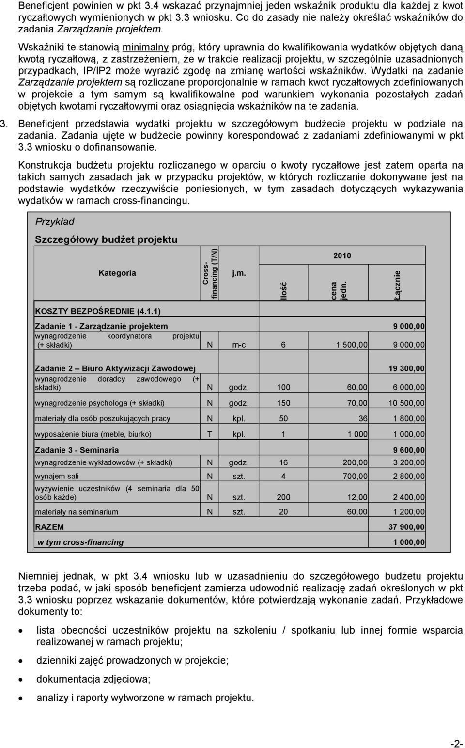 Wskaźniki te stanowią minimalny próg, który uprawnia do kwalifikowania wydatków objętych daną kwotą ryczałtową, z zastrzeżeniem, że w trakcie realizacji projektu, w szczególnie uzasadnionych