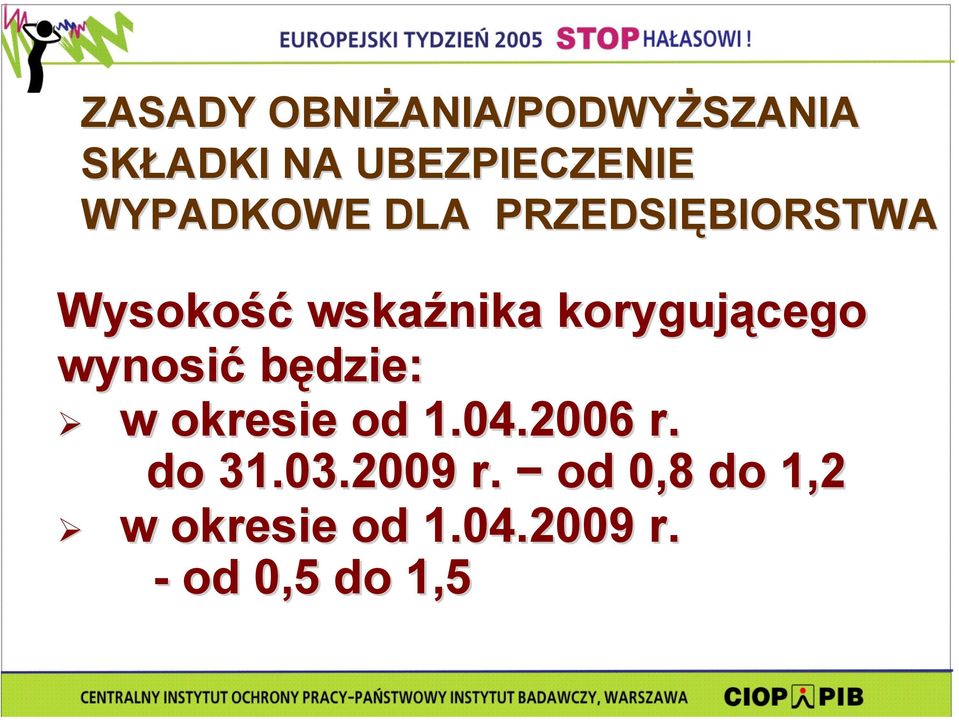 korygującego wynosić będzie: w okresie od 1.04.2006 r.