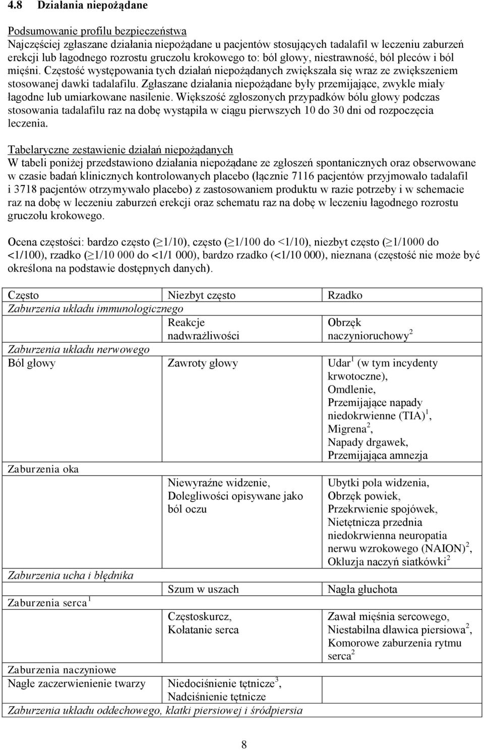 Zgłaszane działania niepożądane były przemijające, zwykle miały łagodne lub umiarkowane nasilenie.