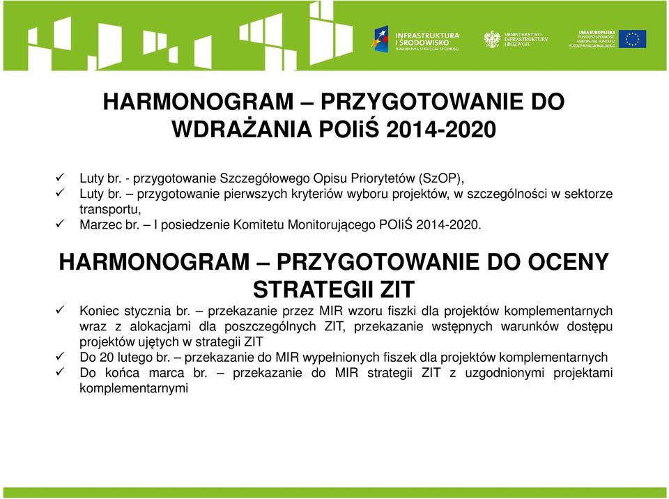 HARMONOGRAM PRZYGOTOWANIE DO OCENY STRATEGII ZIT Koniec stycznia br.