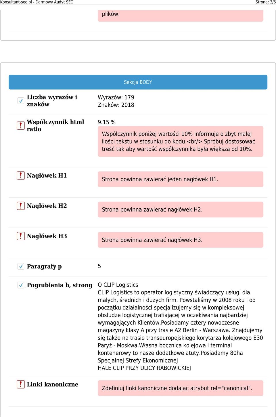 Nagłówek H1 Strona powinna zawierać jeden nagłówek H1. Nagłówek H2 Strona powinna zawierać nagłówek H2. Nagłówek H3 Strona powinna zawierać nagłówek H3.