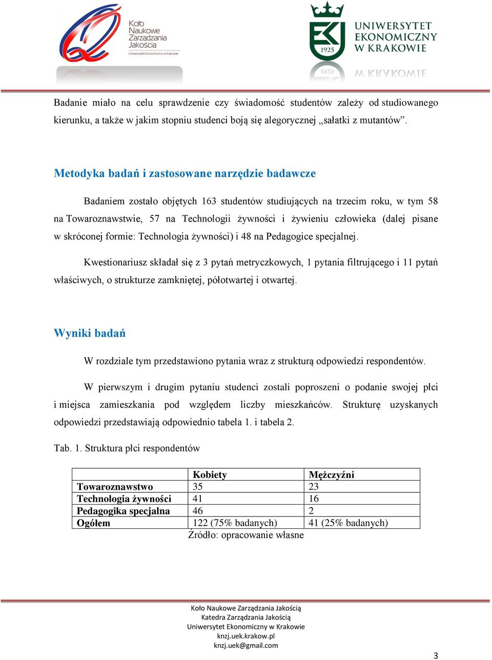 (dalej pisane w skróconej formie: Technologia żywności) i 48 na Pedagogice specjalnej.