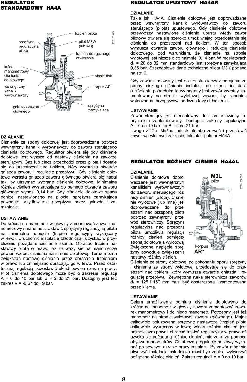 Regulator otwiera si gdy ci nienie dolotowe jest wy sze od nastawy ci nienia na zaworze steruj cym.