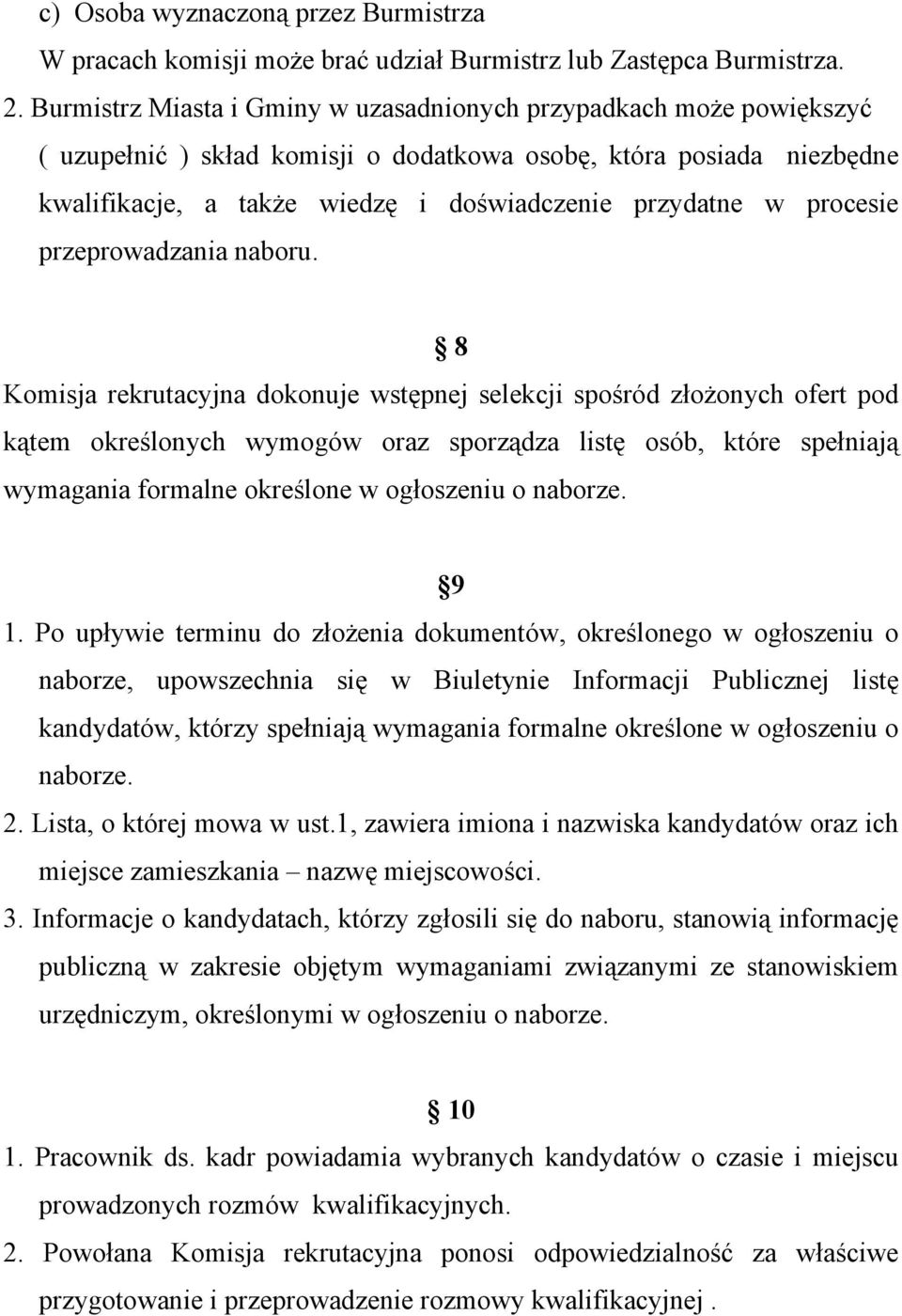 procesie przeprowadzania naboru.