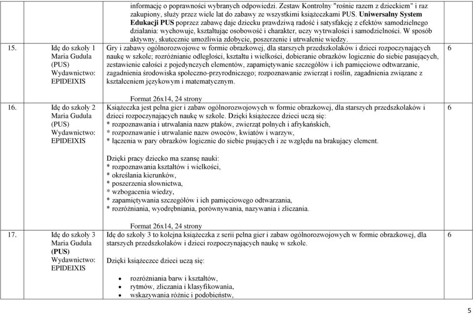 Uniwersalny System Edukacji PUS poprzez zabawę daje dziecku prawdziwą radość i satysfakcję z efektów samodzielnego działania: wychowuje, kształtując osobowość i charakter, uczy wytrwałości i