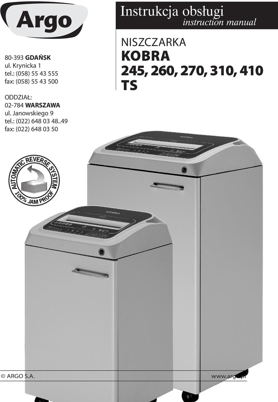 WARSZAWA ul. Janowskiego 9 tel.: (022) 648 03 48.