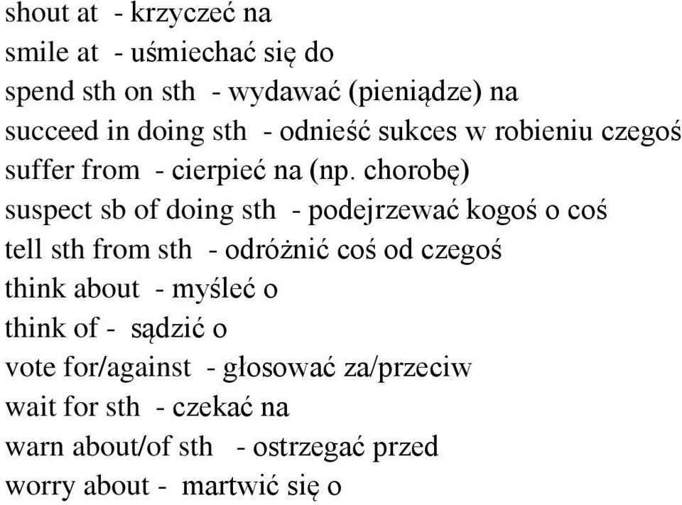chorobę) suspect sb of doing sth - podejrzewać kogoś o coś tell sth from sth - odróżnić coś od czegoś think