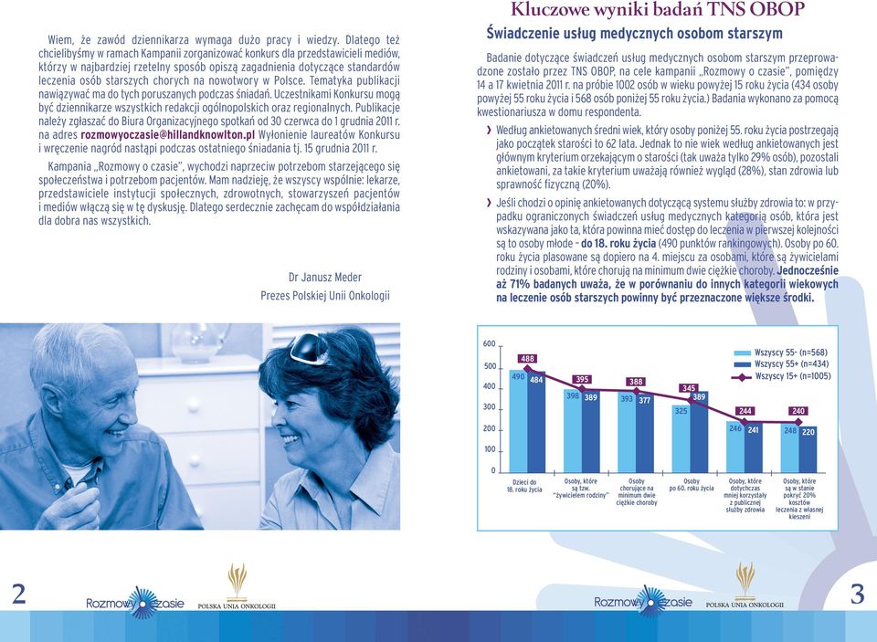 chorych na nowotwory w Polsce. Tematyka publikacji nawiązywać ma do tych poruszanych podczas śniadań. Uczestnikami Konkursu mogą być dziennikarze wszystkich redakcji ogólnopolskich oraz regionalnych.