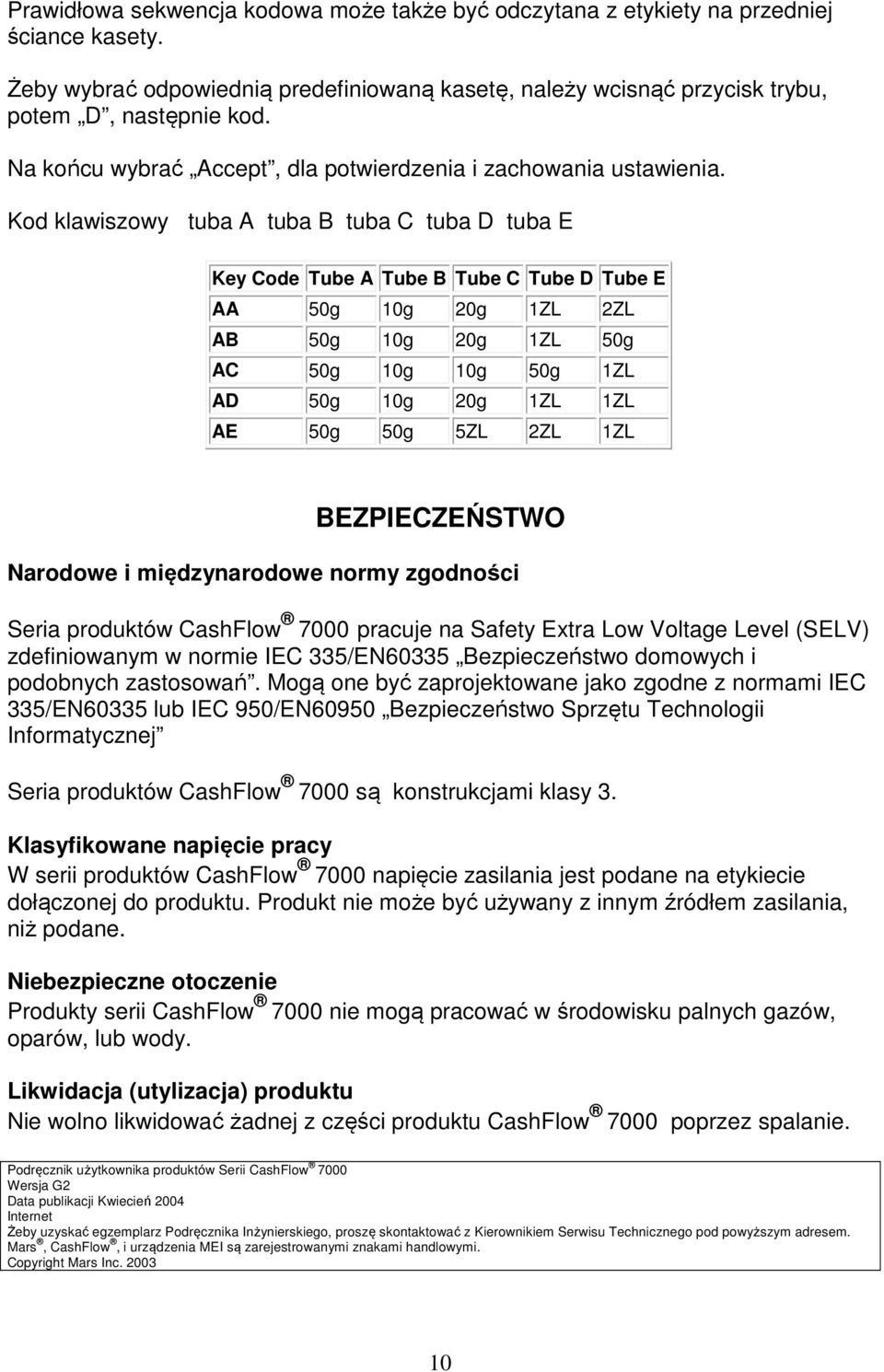 Kod klawiszowy tuba A tuba B tuba C tuba D tuba E Key Code Tube A Tube B Tube C Tube D Tube E AA 50g 10g 20g 1ZL 2ZL AB 50g 10g 20g 1ZL 50g AC 50g 10g 10g 50g 1ZL AD 50g 10g 20g 1ZL 1ZL AE 50g 50g