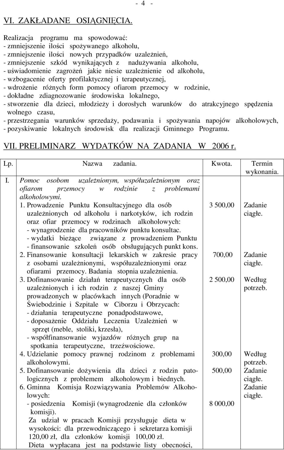 uświadomienie zagroŝeń jakie niesie uzaleŝnienie od alkoholu, - wzbogacenie oferty profilaktycznej i terapeutycznej, - wdroŝenie róŝnych form pomocy ofiarom przemocy w rodzinie, - dokładne