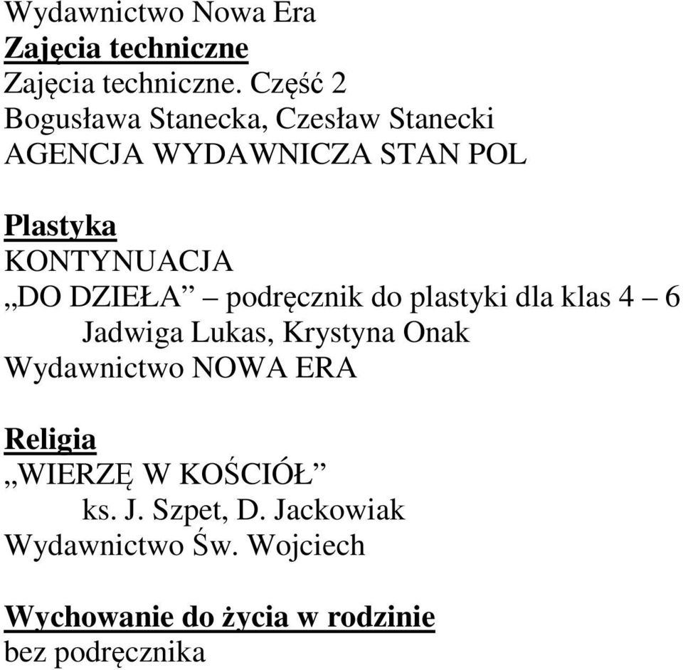 Plastyka KONTYNUACJA DO DZIEŁA podręcznik do plastyki dla klas 4 6 Jadwiga