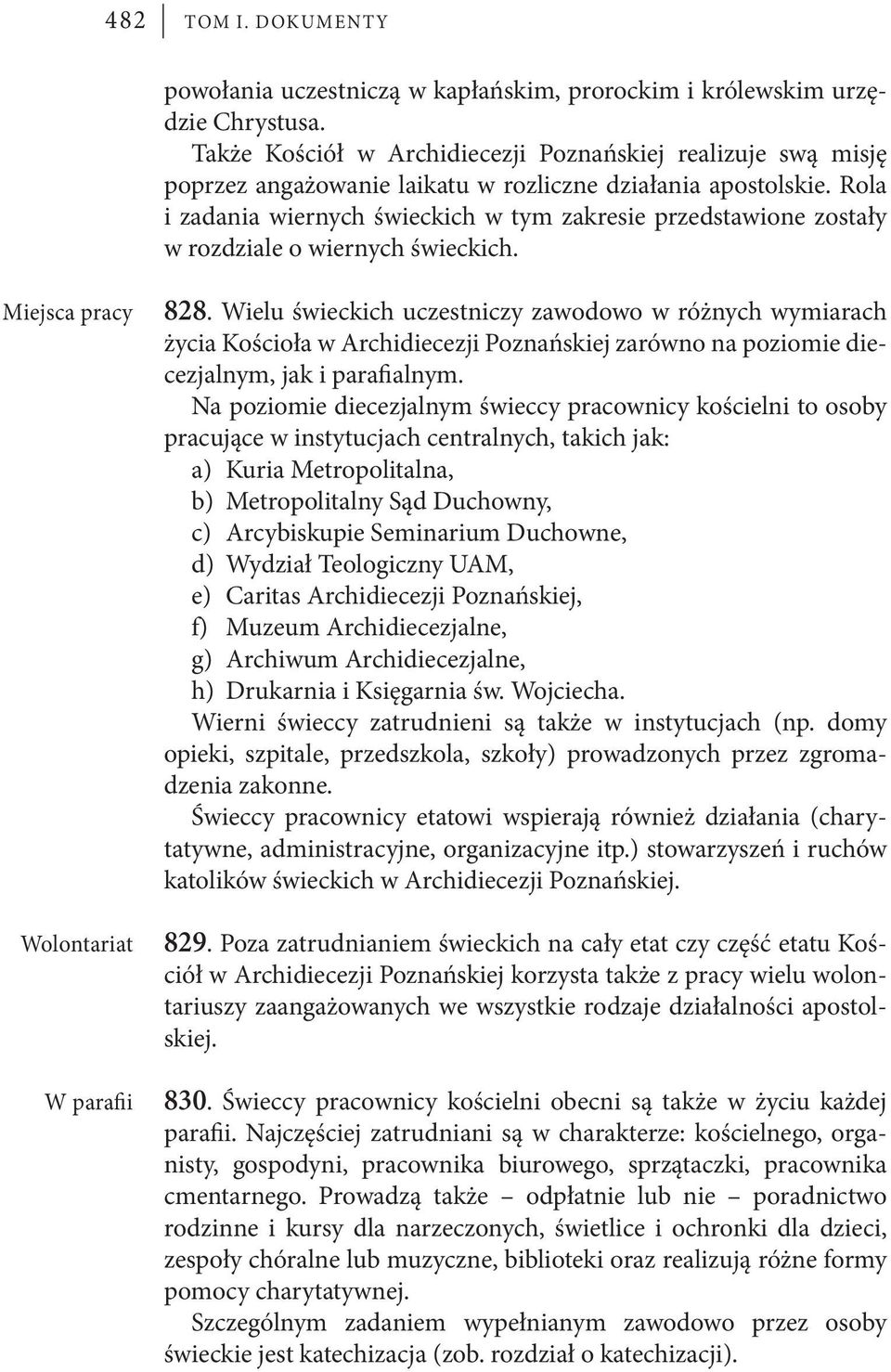Rola i zadania wiernych świeckich w tym zakresie przedstawione zostały w rozdziale o wiernych świeckich. Miejsca pracy 828.
