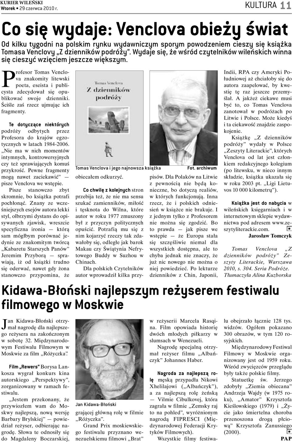 Profesor Tomas Venclova znakomity litewski poeta, eseista i publicysta zdecydował się opublikować swoje dzienniki. Ściśle zaś rzecz ujmując ich fragmenty.
