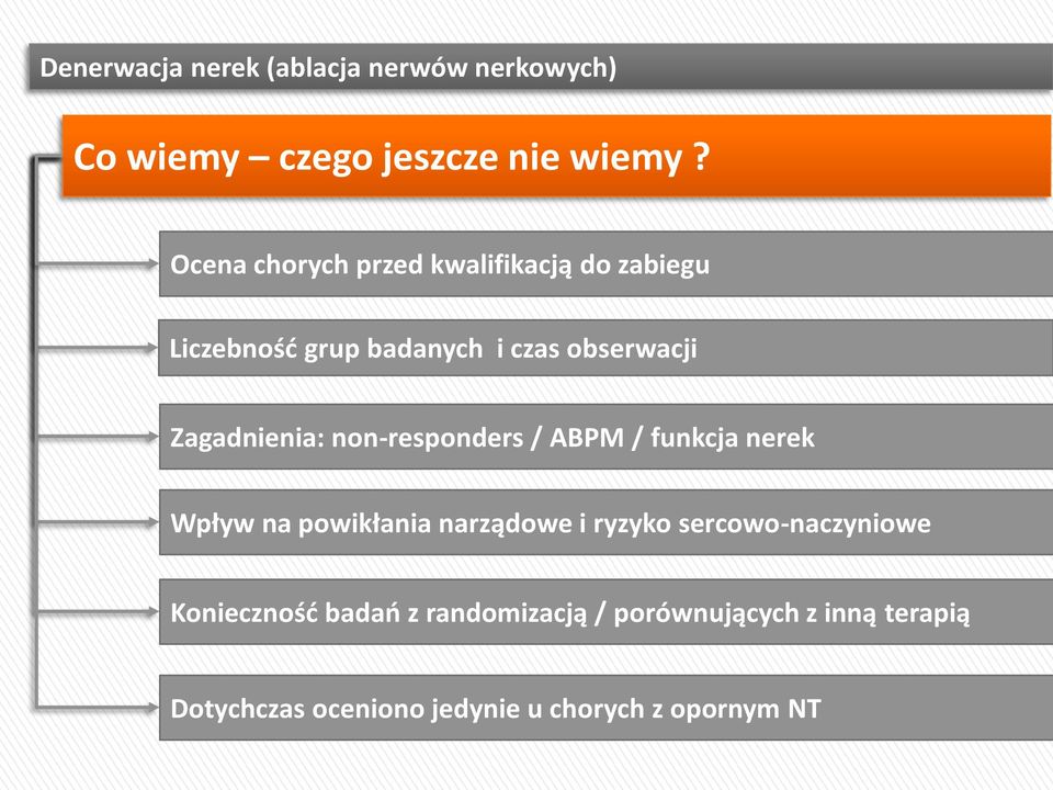 Zagadnienia: non-responders / ABPM / funkcja nerek Wpływ na powikłania narządowe i ryzyko