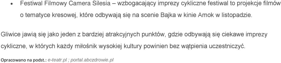 Gliwice jawią się jako jeden z bardziej atrakcyjnych punktów, gdzie odbywają się ciekawe imprezy