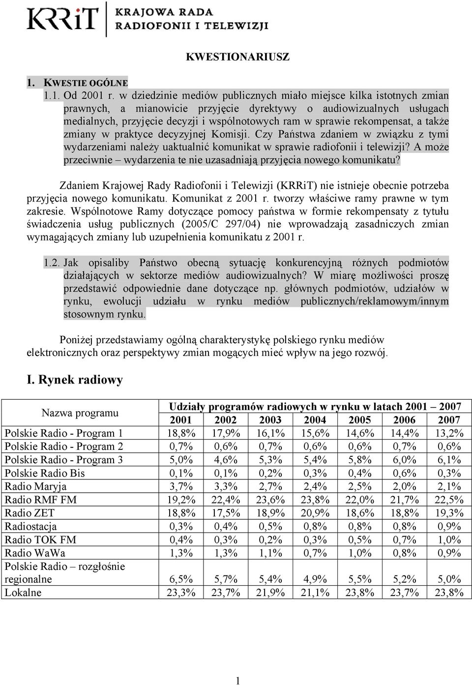 rekompensat, a także zmiany w praktyce decyzyjnej Komisji. Czy Państwa zdaniem w związku z tymi wydarzeniami należy uaktualnić komunikat w sprawie radiofonii i telewizji?