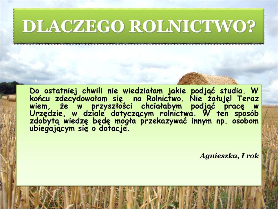 Teraz wiem, że w przyszłości chciałabym podjąć pracę w Urzędzie, w dziale