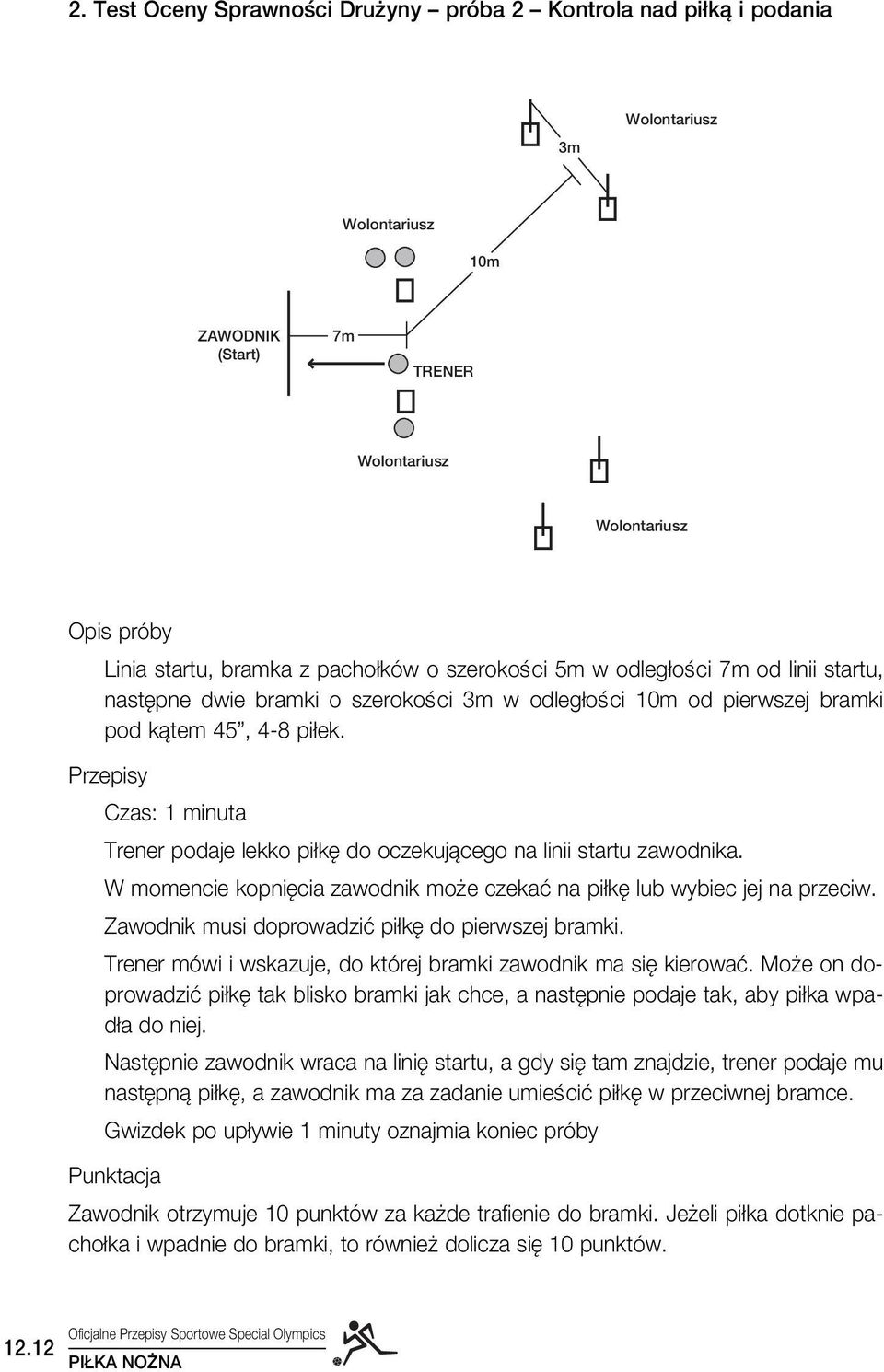 Przepisy Czas: 1 minuta Trener podaje lekko pi k do oczekujàcego na linii startu zawodnika. W momencie kopni cia zawodnik mo e czekaç na pi k lub wybiec jej na przeciw.