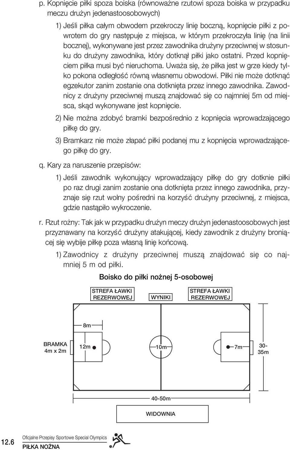 Przed kopni ciem pi ka musi byç nieruchoma. Uwa a si, e pi ka jest w grze kiedy tylko pokona odleg oêç równà w asnemu obwodowi.