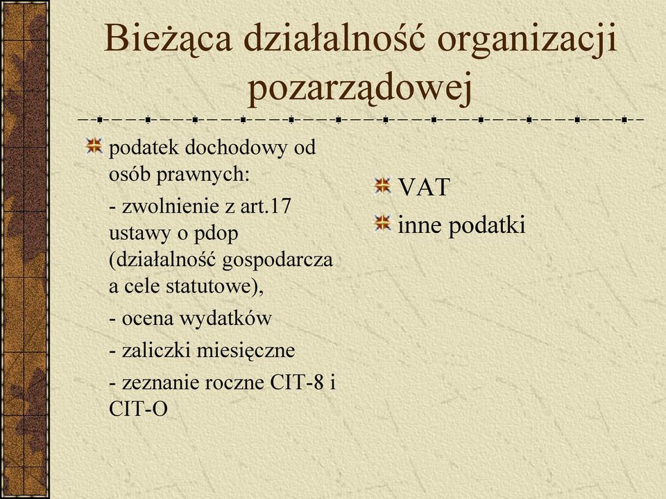 17 ustawy o pdop (działalność gospodarcza a cele statutowe),