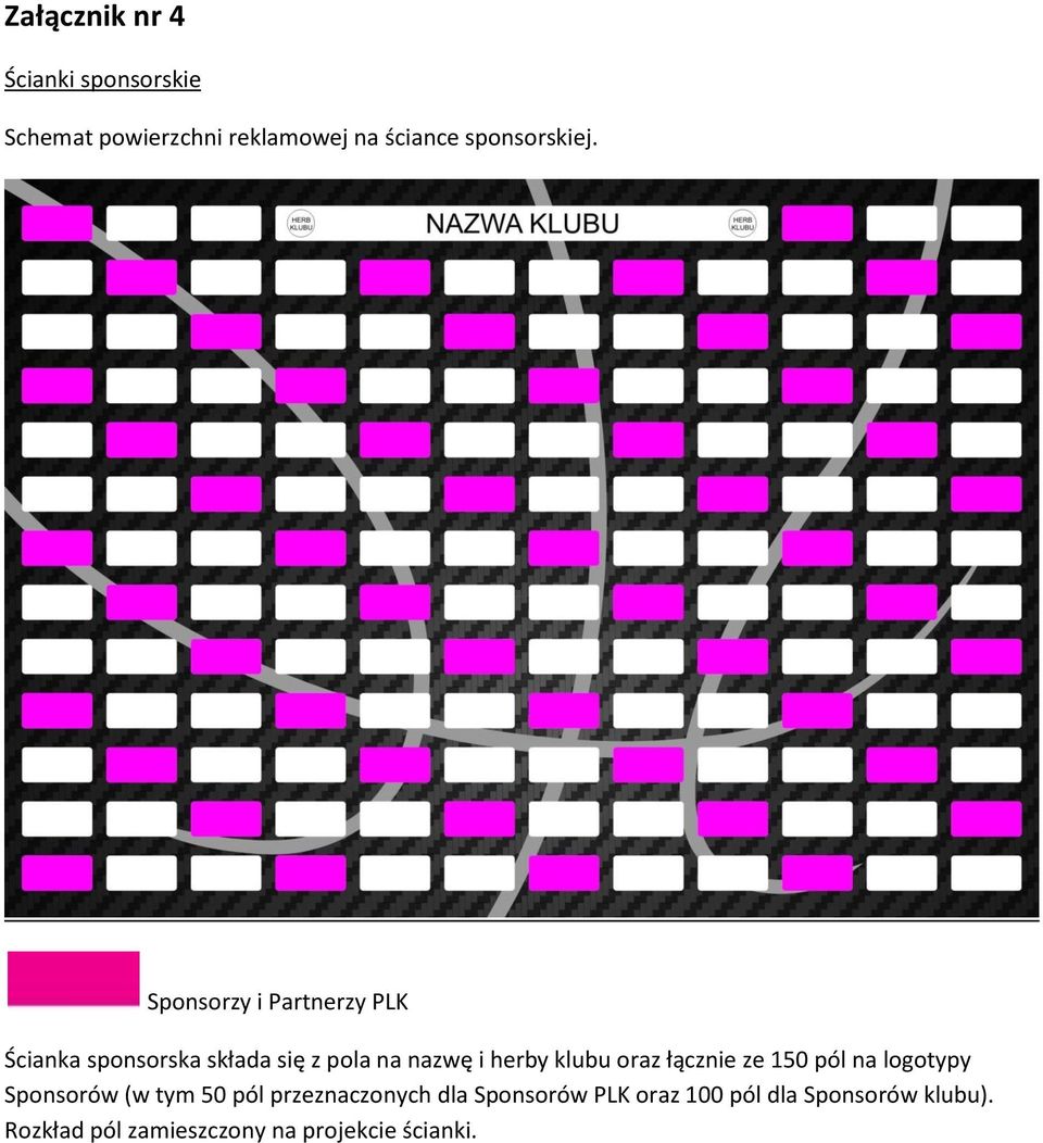Sponsorzy i Partnerzy PLK Ścianka sponsorska składa się z pola na nazwę i herby klubu