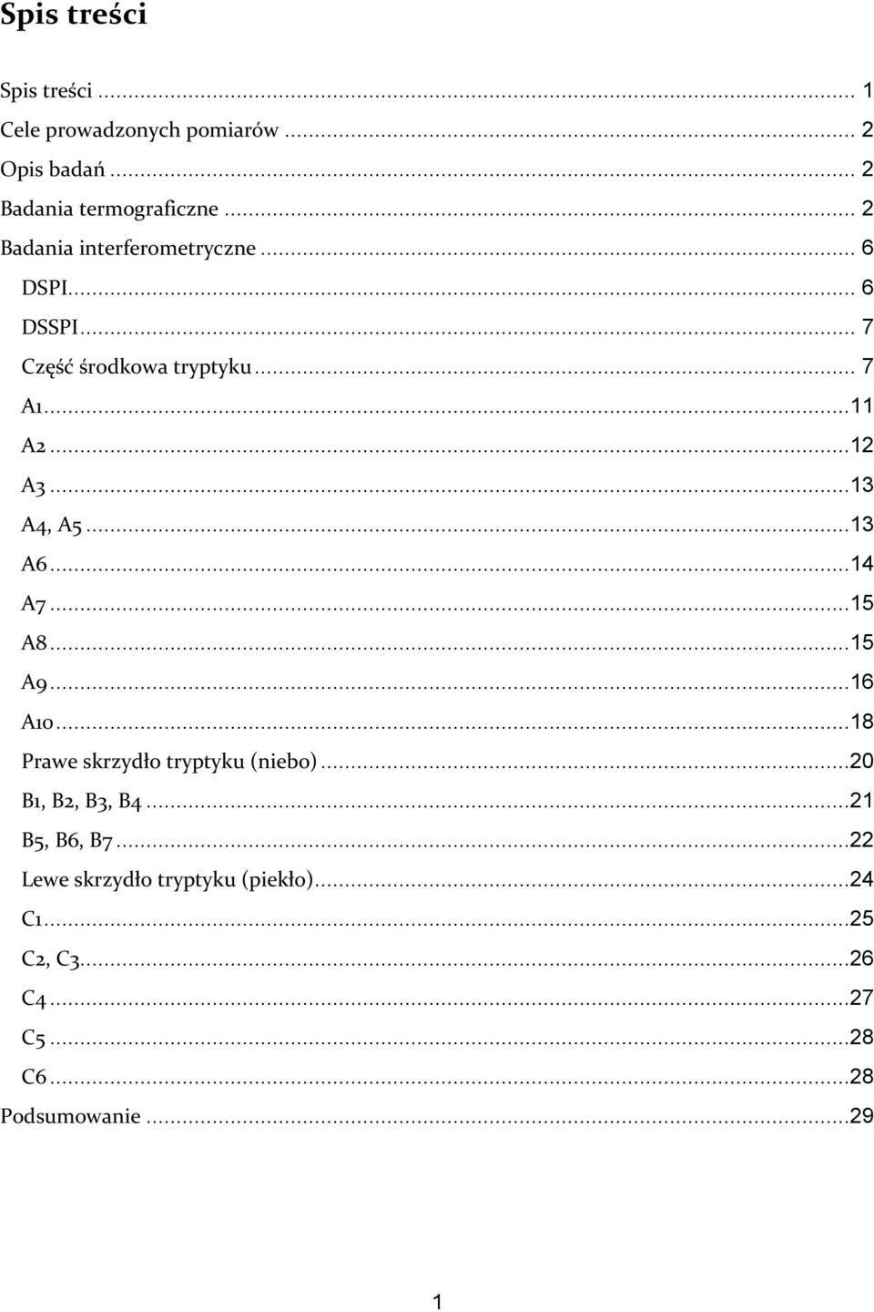 ..13 A4, A5...13 A6...14 A7...15 A8...15 A9...16 A10...18 Prawe skrzydło tryptyku (niebo)...20 B1, B2, B3, B4.