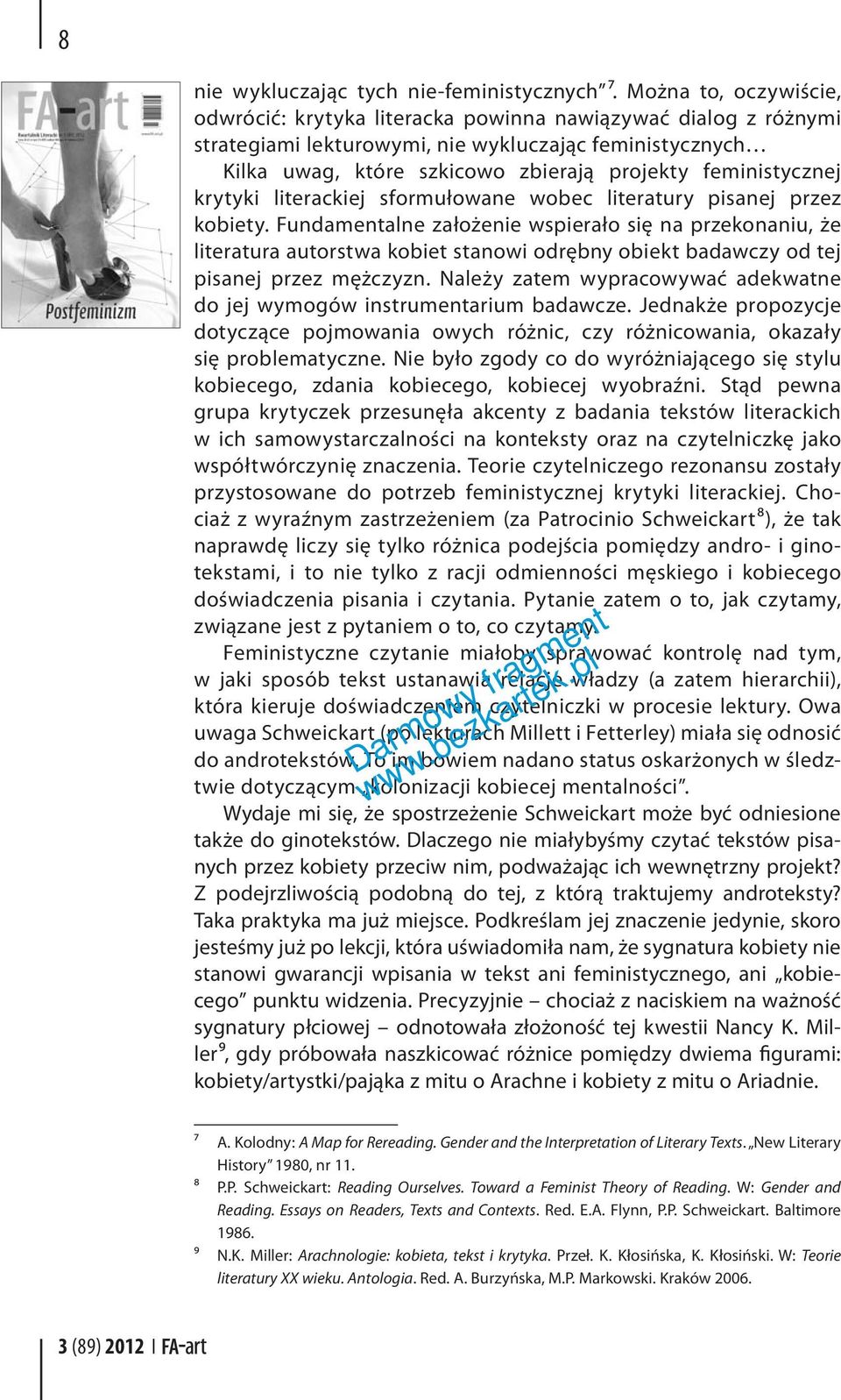 feministycznej krytyki literackiej sformułowane wobec literatury pisanej przez kobiety.