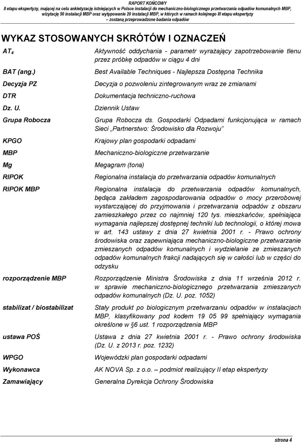 Decyzja o pozwoleniu zintegrowanym wraz ze zmianami Dokumentacja techniczno-ruchowa Dziennik Ustaw Grupa Robocza ds.