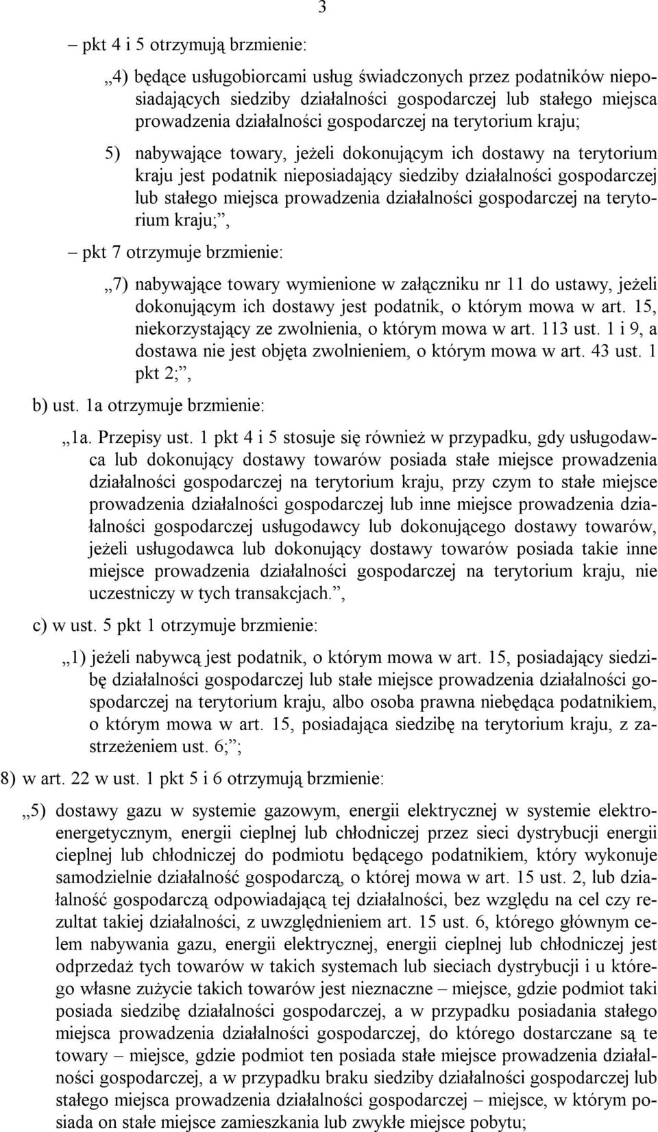 prowadzenia działalności gospodarczej na terytorium kraju;, pkt 7 otrzymuje brzmienie: 7) nabywające towary wymienione w załączniku nr 11 do ustawy, jeżeli dokonującym ich dostawy jest podatnik, o