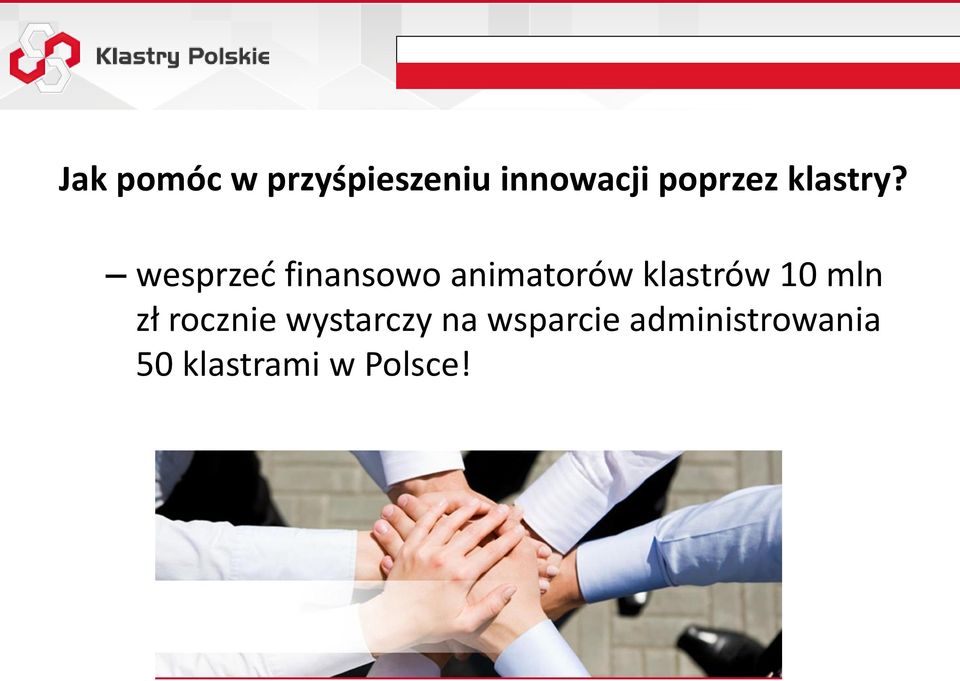 wesprzeć finansowo animatorów klastrów 10