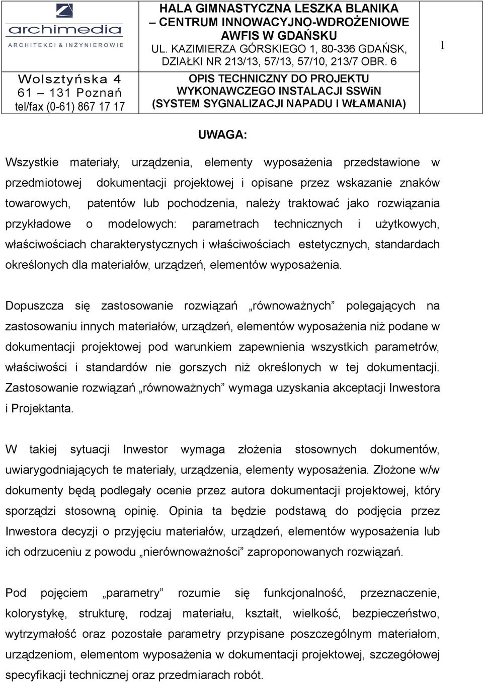 urządzeń, elementów wyposażenia.