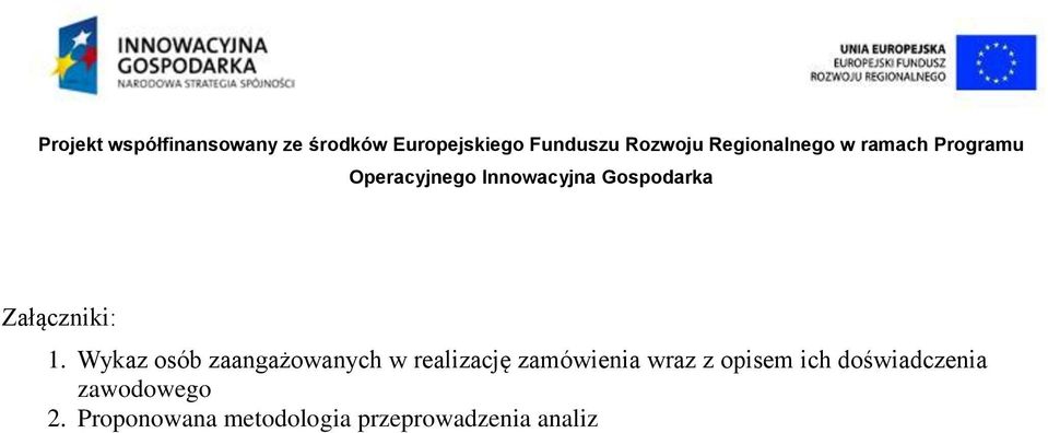 zamówienia wraz z opisem ich