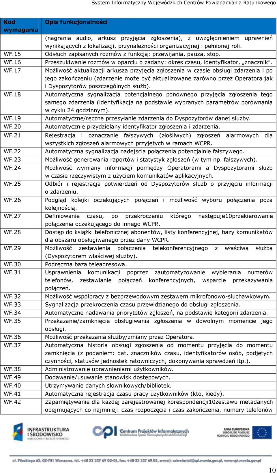 Odsłuch zapisanych rozmów z funkcją: przewijania, pauza, stop. Przeszukiwanie rozmów w oparciu o zadany: okres czasu, identyfikator, znacznik.