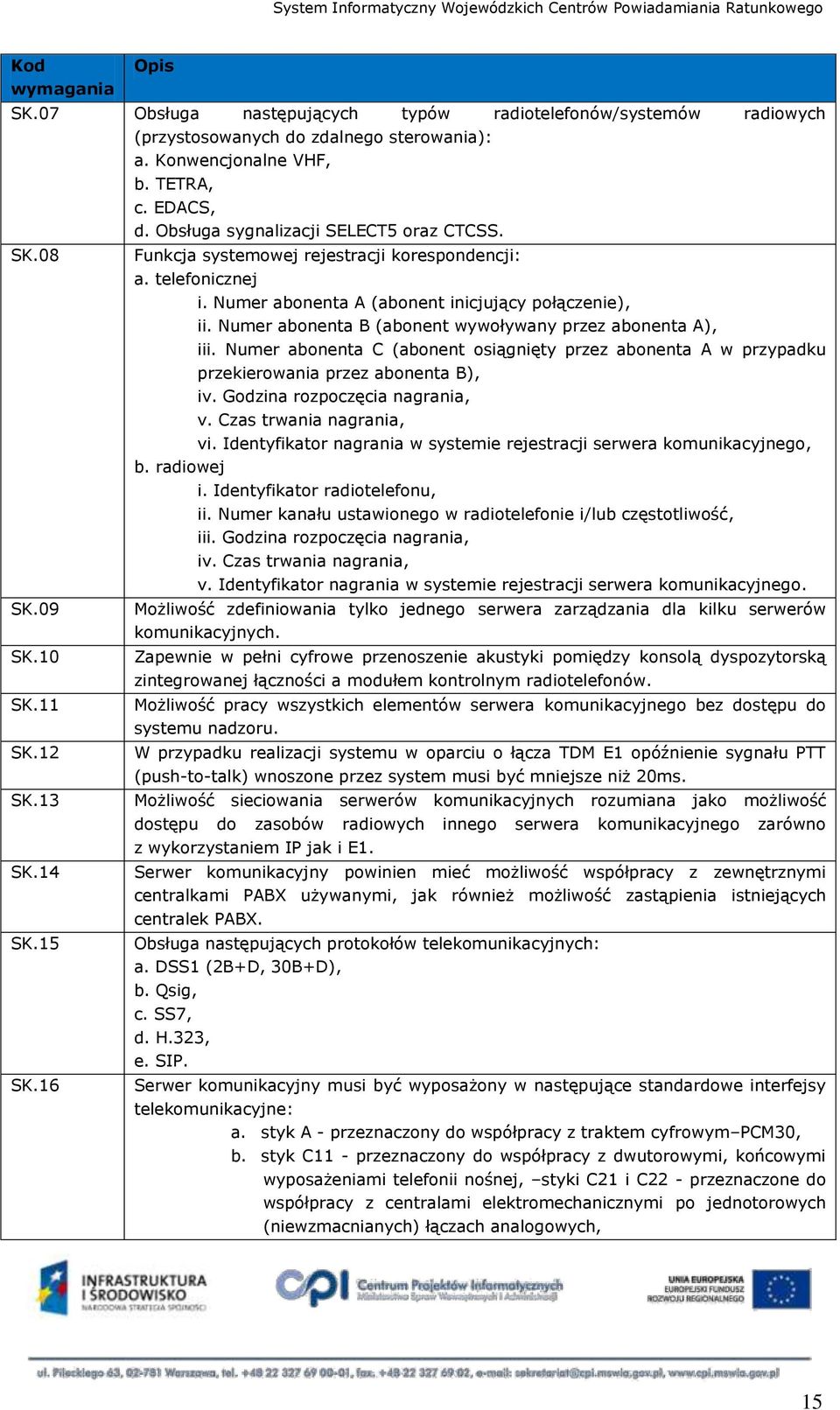 Numer abonenta B (abonent wywoływany przez abonenta A), iii. Numer abonenta C (abonent osiągnięty przez abonenta A w przypadku przekierowania przez abonenta B), iv. Godzina rozpoczęcia nagrania, v.