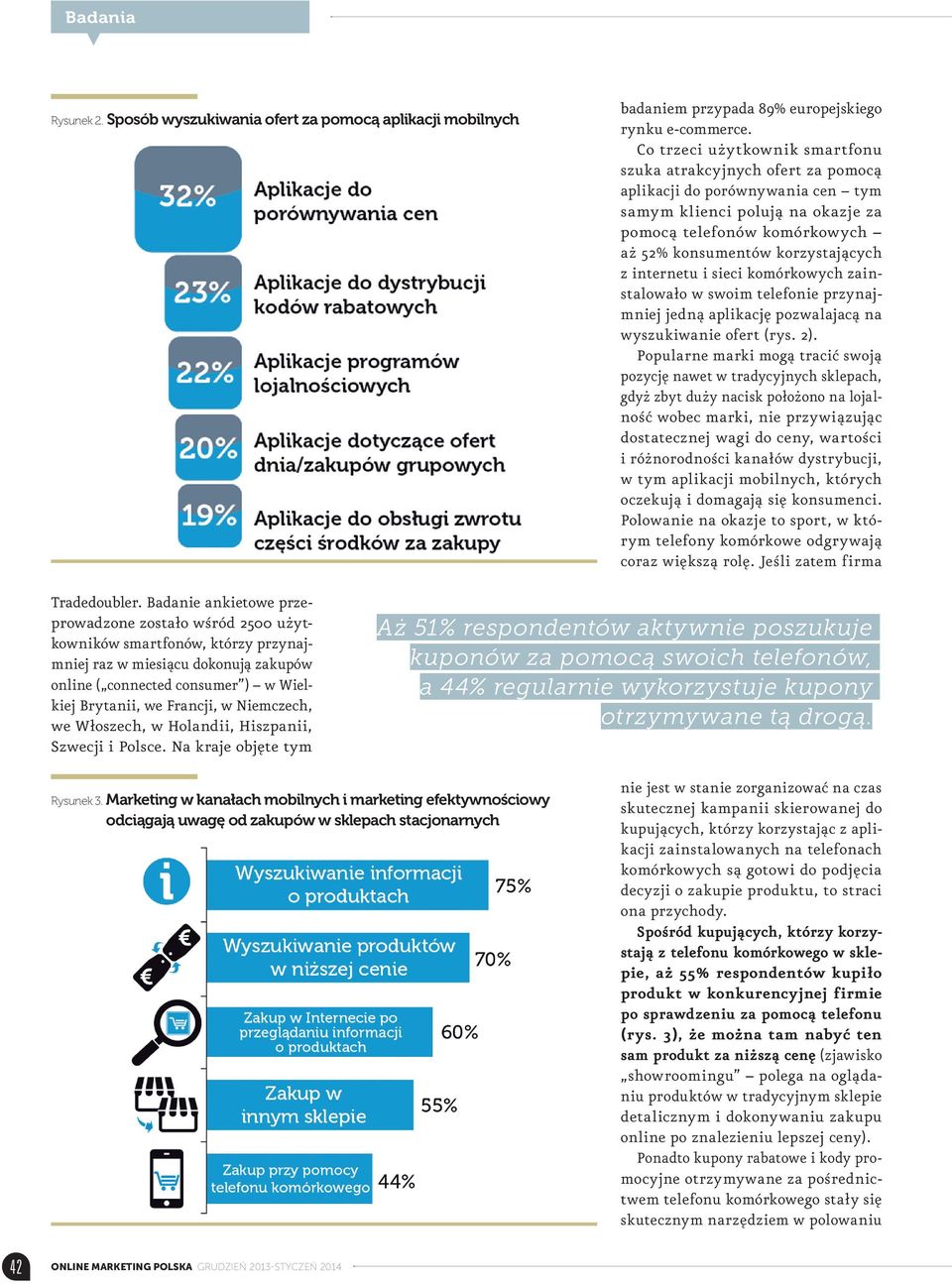 internetu i sieci komórkowych zainstalowało w swoim telefonie przynajmniej jedną aplikację pozwalajacą na wyszukiwanie ofert (rys. 2).