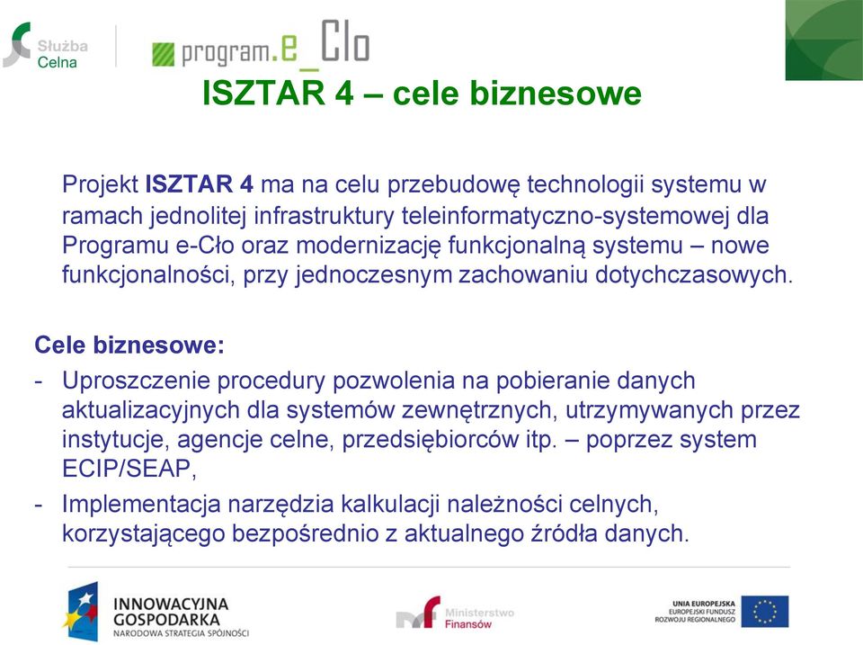 Cele biznesowe: - Uproszczenie procedury pozwolenia na pobieranie danych aktualizacyjnych dla systemów zewnętrznych, utrzymywanych przez instytucje,