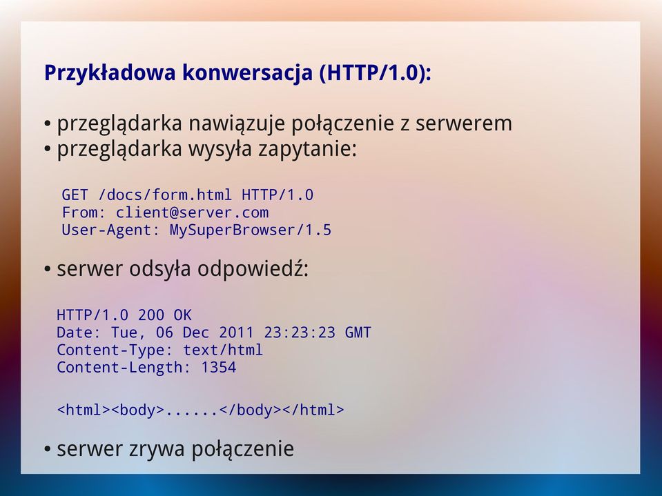 /docs/form.html HTTP/1.0 From: client@server.com User-Agent: MySuperBrowser/1.