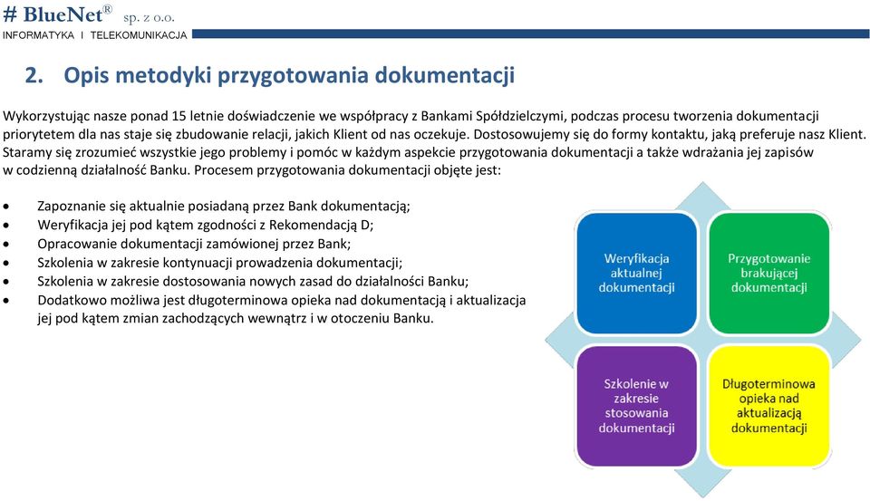 Staramy się zrozumieć wszystkie jego problemy i pomóc w każdym aspekcie przygotowania dokumentacji a także wdrażania jej zapisów w codzienną działalność Banku.