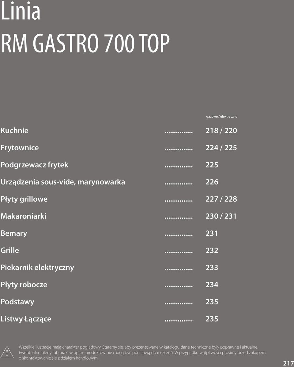 .. 235 Listwy Łączące... 235 Wszekie iustracje mają charakter pogądowy. Staramy się, aby prezentowane w kataogu dane techniczne były poprawne i aktuane.
