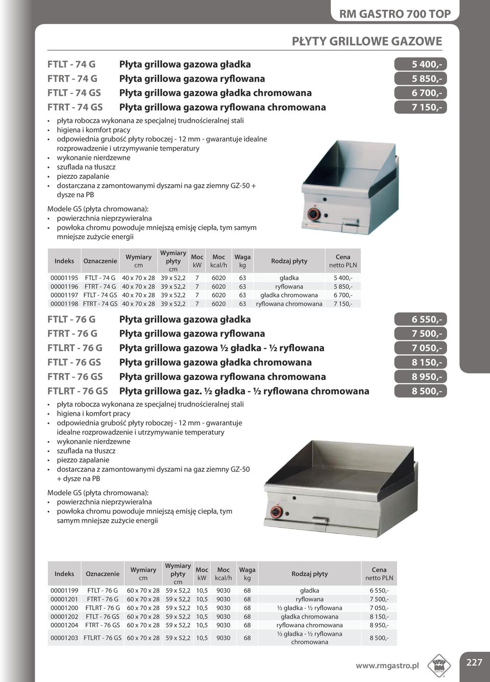 dostarczana z zamontowanymi dyszami na gaz ziemny GZ-50 + dysze na PB Modee GS (płyta chromowana): powierzchnia nieprzywierana powłoka chromu powoduje mniejszą emisję ciepła, tym samym mniejsze