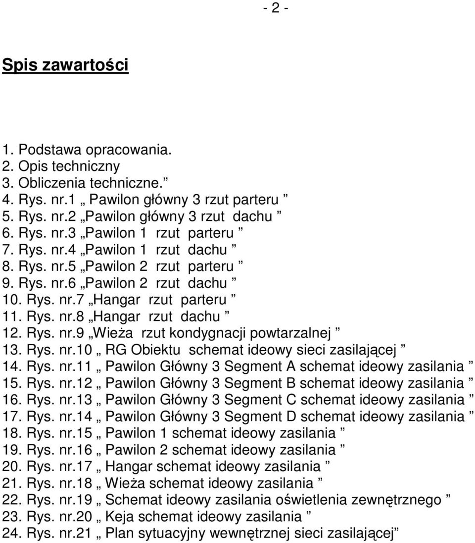 Rys. nr.10 RG Obiektu schemat ideowy sieci zasilającej 14. Rys. nr.11 Pawilon Główny 3 Segment A schemat ideowy zasilania 15. Rys. nr.12 Pawilon Główny 3 Segment B schemat ideowy zasilania 16. Rys. nr.13 Pawilon Główny 3 Segment C schemat ideowy zasilania 17.