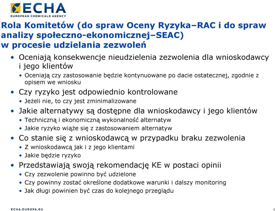 alternatywy są dostępne dla wnioskodawcy i jego klientów Techniczną i ekonomiczną wykonalność alternatyw Jakie ryzyko wiąże się z zastosowaniem alternatyw Co stanie się z wnioskodawcą w przypadku