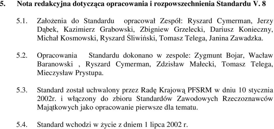 Tomasz Telega, Janina Zawadzka. 5.2.