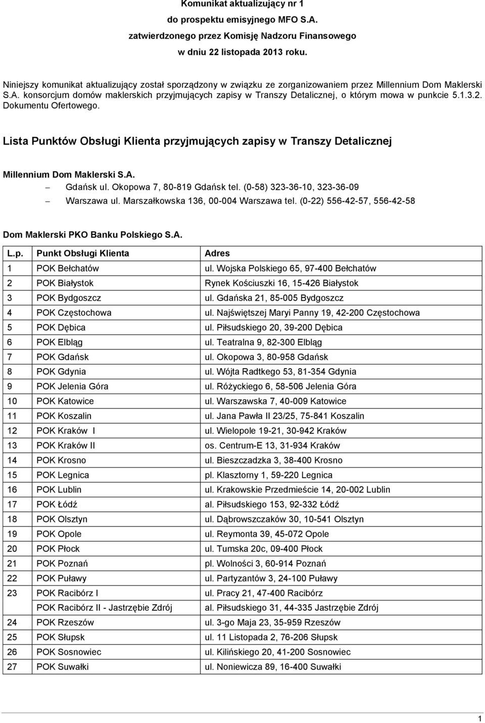 konsorcjum domów maklerskich przyjmujących zapisy w Transzy Detalicznej, o którym mowa w punkcie 5.1.3.2. Dokumentu Ofertowego.