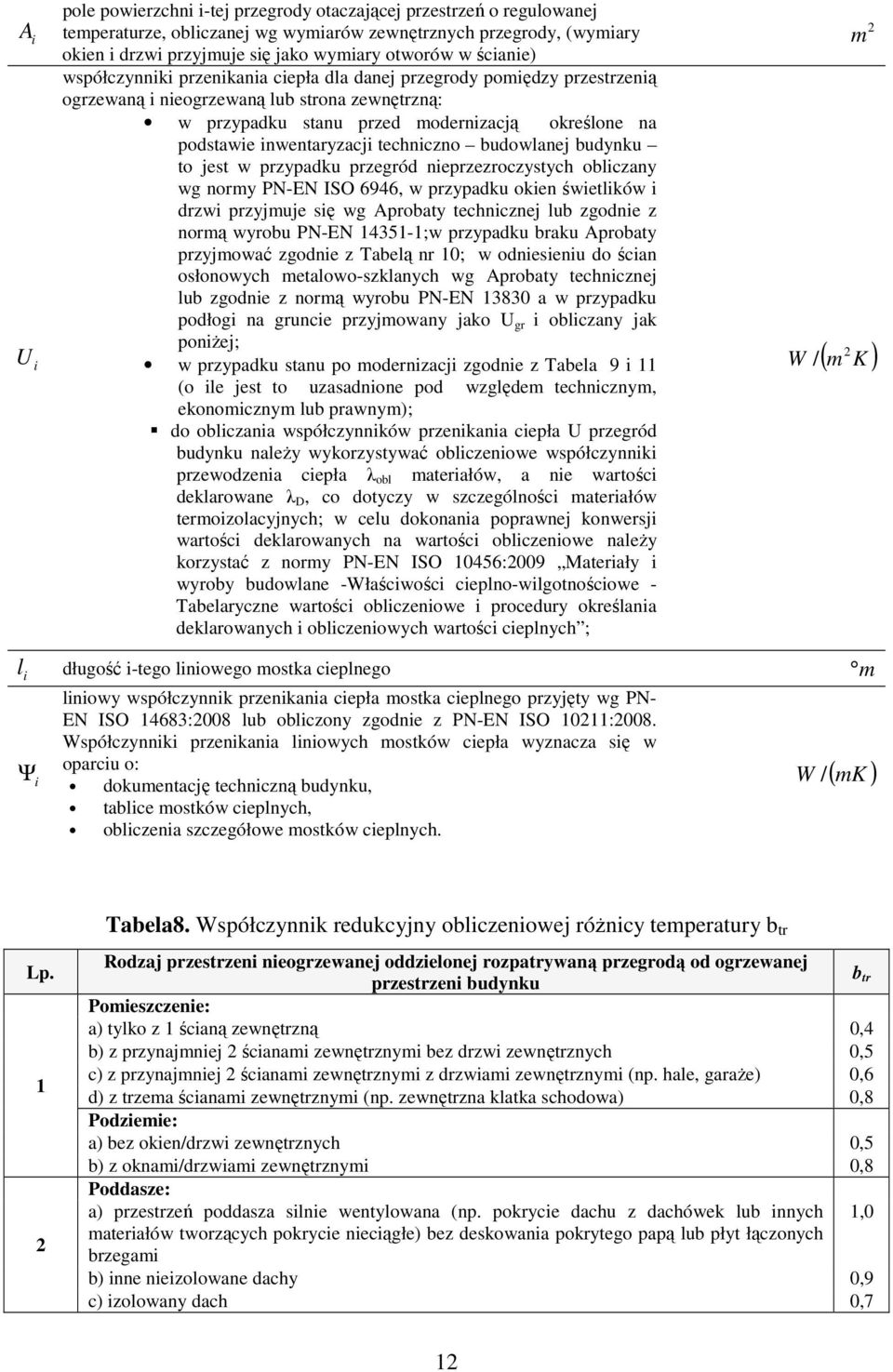 inwentaryzacji techniczno budowlanej budynku to jest w przypadku przegród nieprzezroczystych obliczany wg normy PN-EN ISO 6946, w przypadku okien świetlików i drzwi przyjmuje się wg Aprobaty