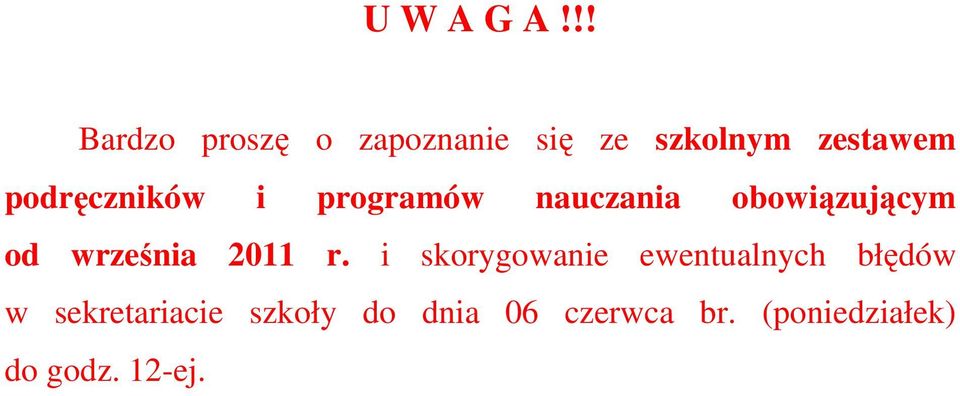 podręczników i programów nauczania obowiązującym od września