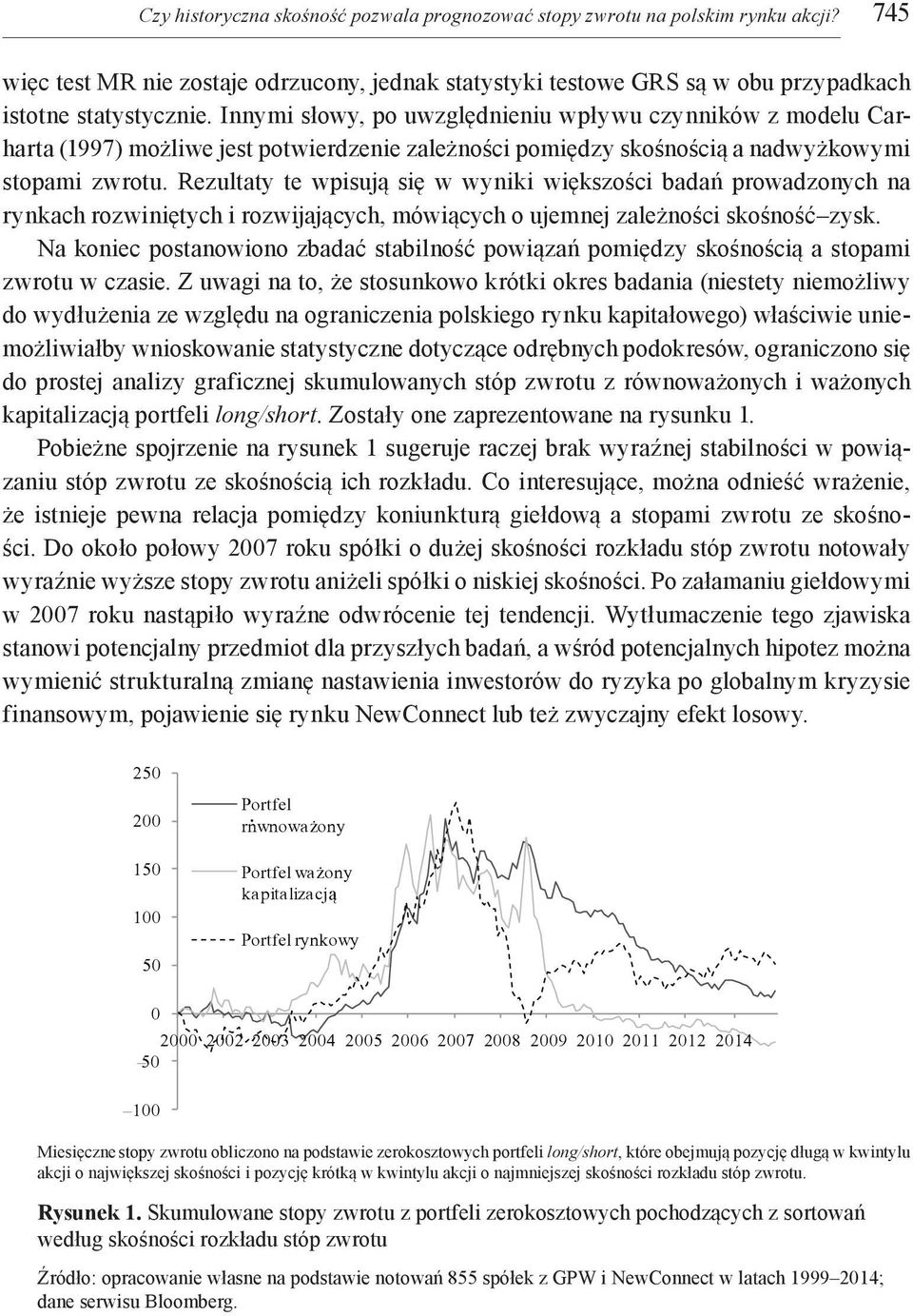 Rezultaty te wpisują się w wyniki większości badań prowadzonych na rynkach rozwiniętych i rozwijających, mówiących o ujemnej zależności skośność zysk.